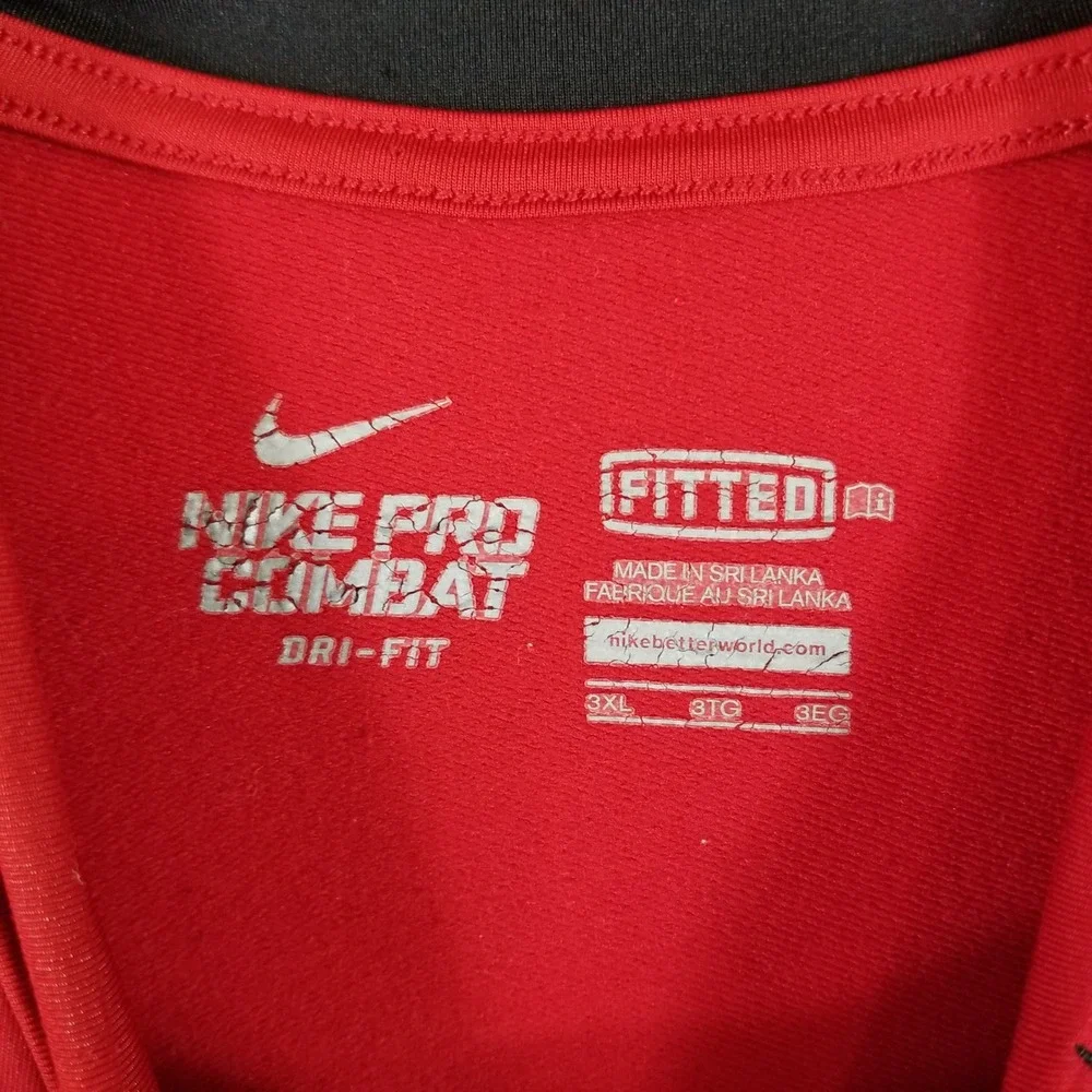 Nike Pro Combat Hyperwarm Dri-FIT‎ Red Black Mock Long Sleeve Shirt 3XL Fitted